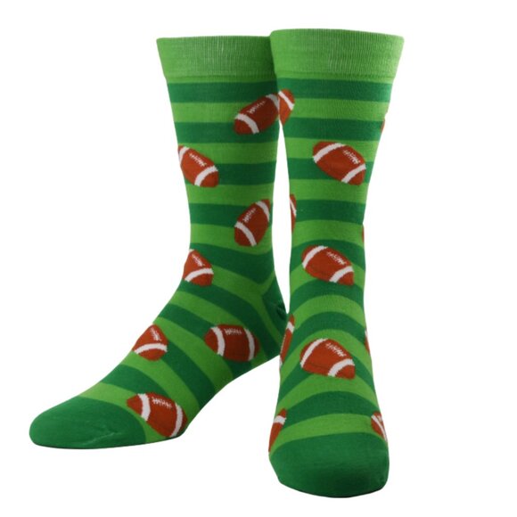 Green Football Striped Socks - Mens - NWT - Picture 1 of 2